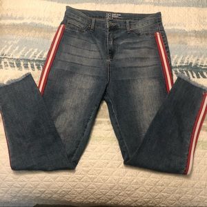 No Boundaries Stripe hi waisted jeans